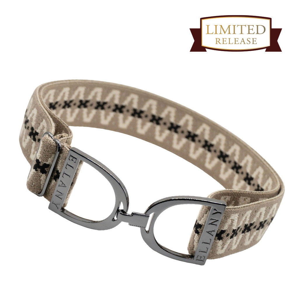 gunmetal Ellany Elastic Stirrup Belt on a white background