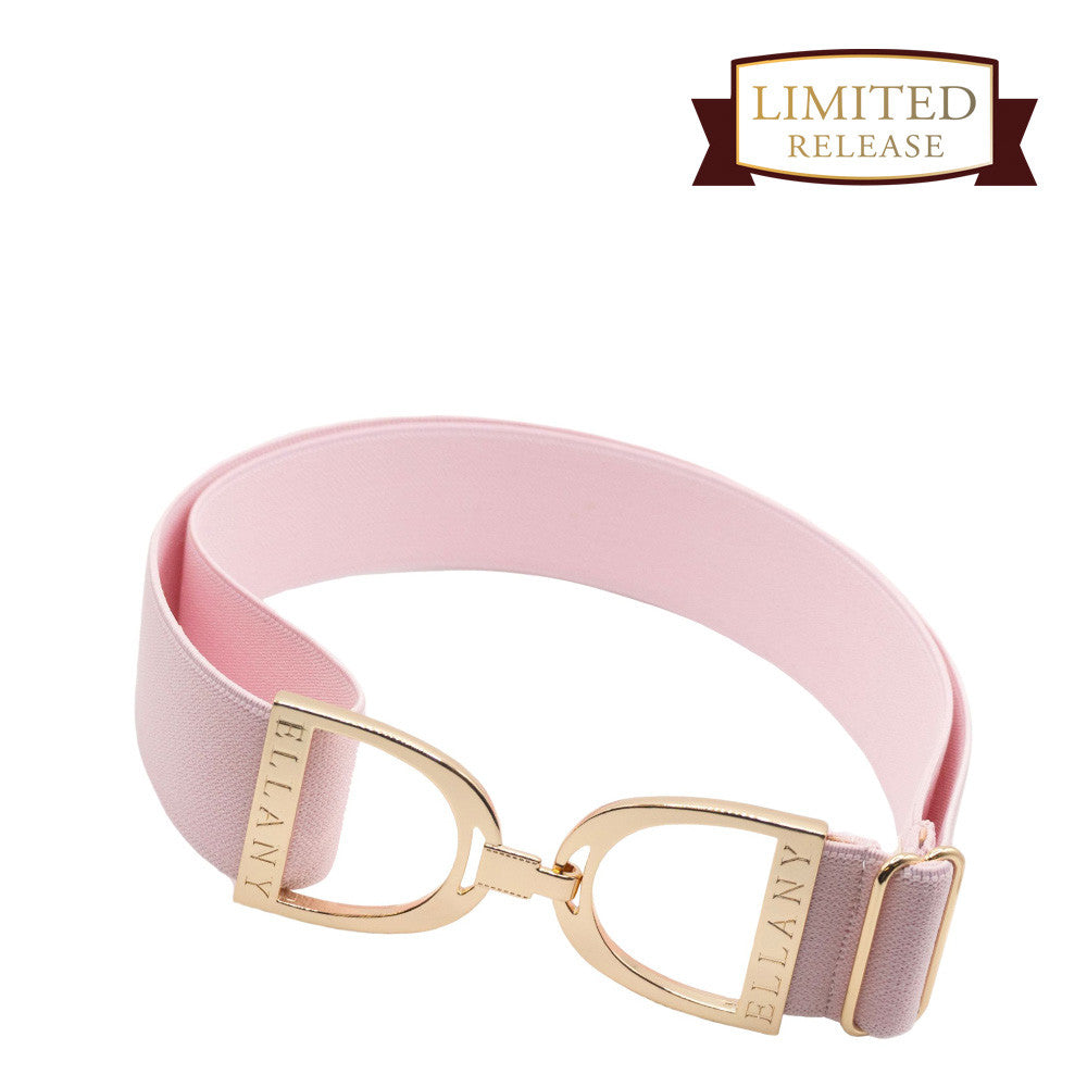 Full view of the pinkalicious Ellany Elastic Stirrup Belt on a white background