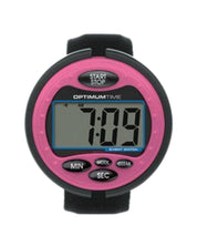 Front view of the pink Nunn Finer Optimum Cross Country Time Watch on a plain background