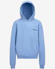 Front view of the powder blue LeMieux Young Rider Sia Hoodie on a plain background