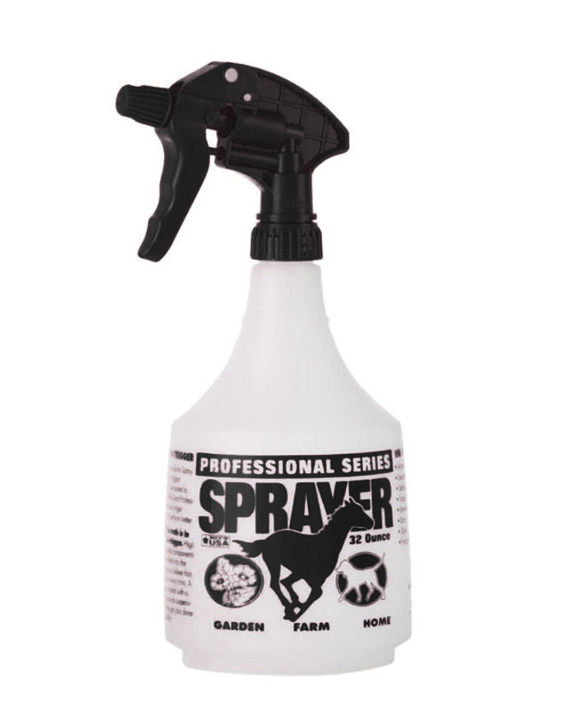 Front view of the black Little Giant Spray Bottle on a white background