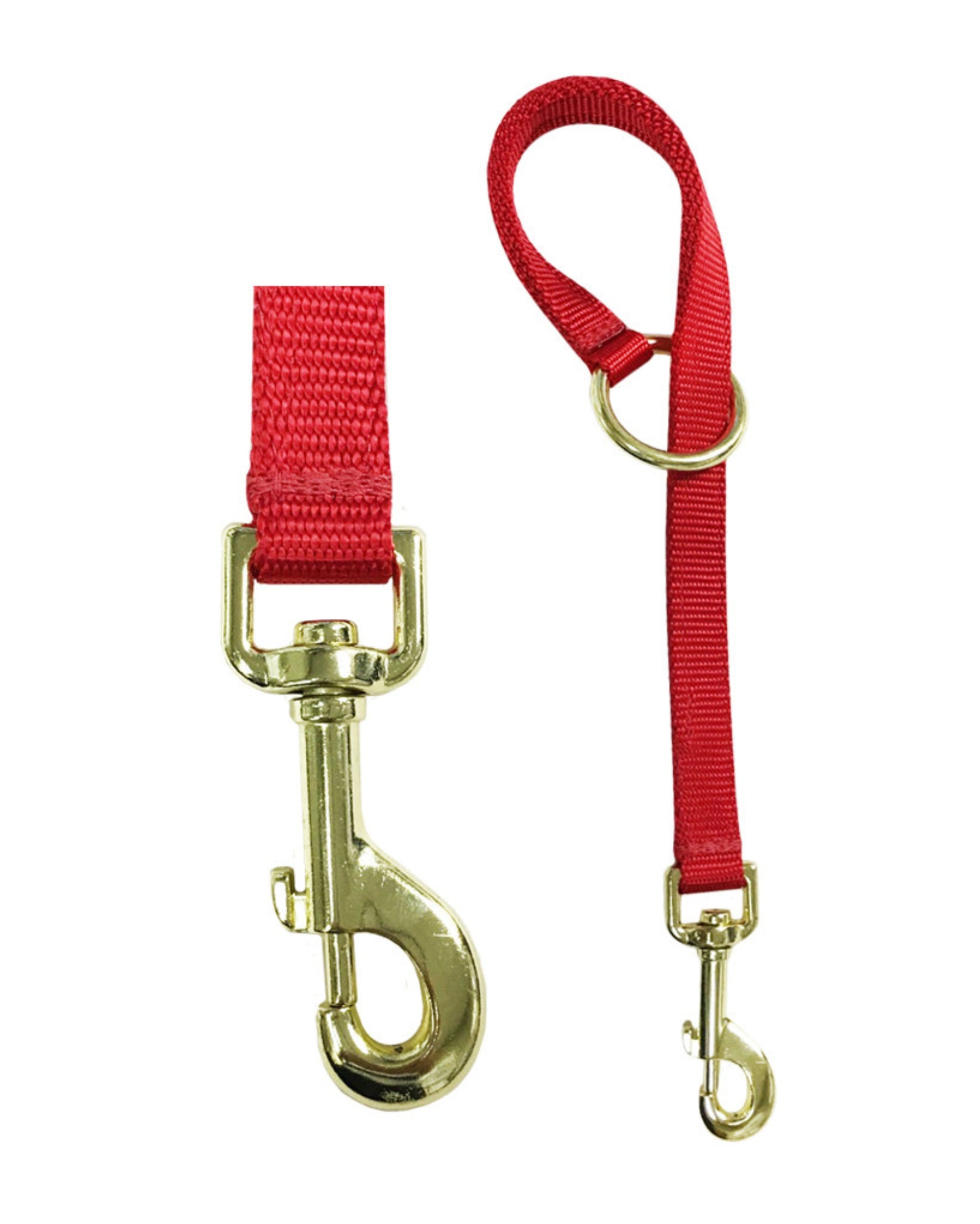 Side-by-side views of the snap and full red Jacks Nylon Quick Fix Bucket & Utility Strap on a white background