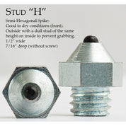 Infographic of the Nunn Finer Steel Horseshoe H Stud on a plain background