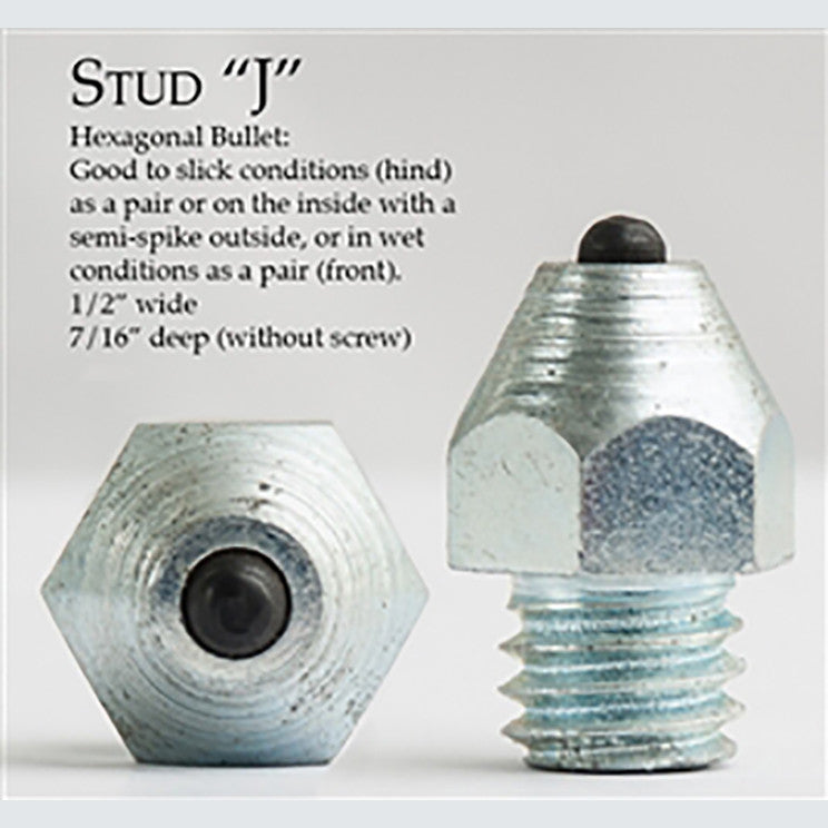 Infographic of the Nunn Finer Steel Horseshoe J Stud on a plain background
