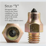 Infographic of the Nunn Finer Steel Horseshoe Y Stud on a plain background