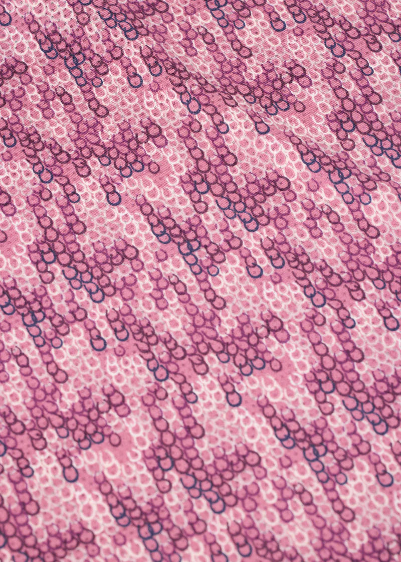Close-up view of the fabric on the pink Kerrits Kids EquiBreeze Ice Fil Short Sleeve Print Shirt