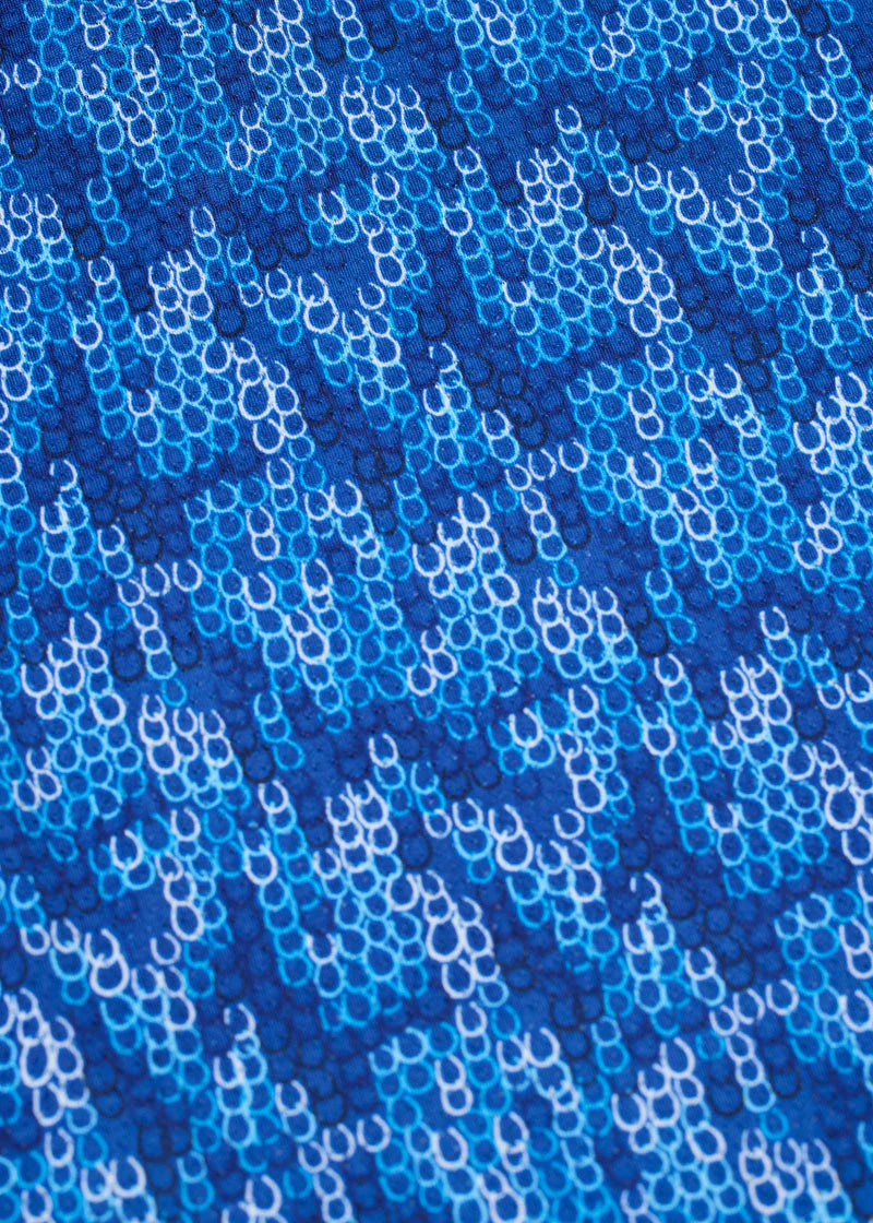 Close up of the pattern on the Kids EquiBreeze Ice Fil Short Sleeve Shirt in the color Oasis Lucky Cascade