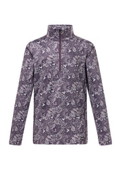 Front view of Elderberry Fantasy Fillies Kerrits Kids Traverse Quarter Zip Fleece Tech Top on white background