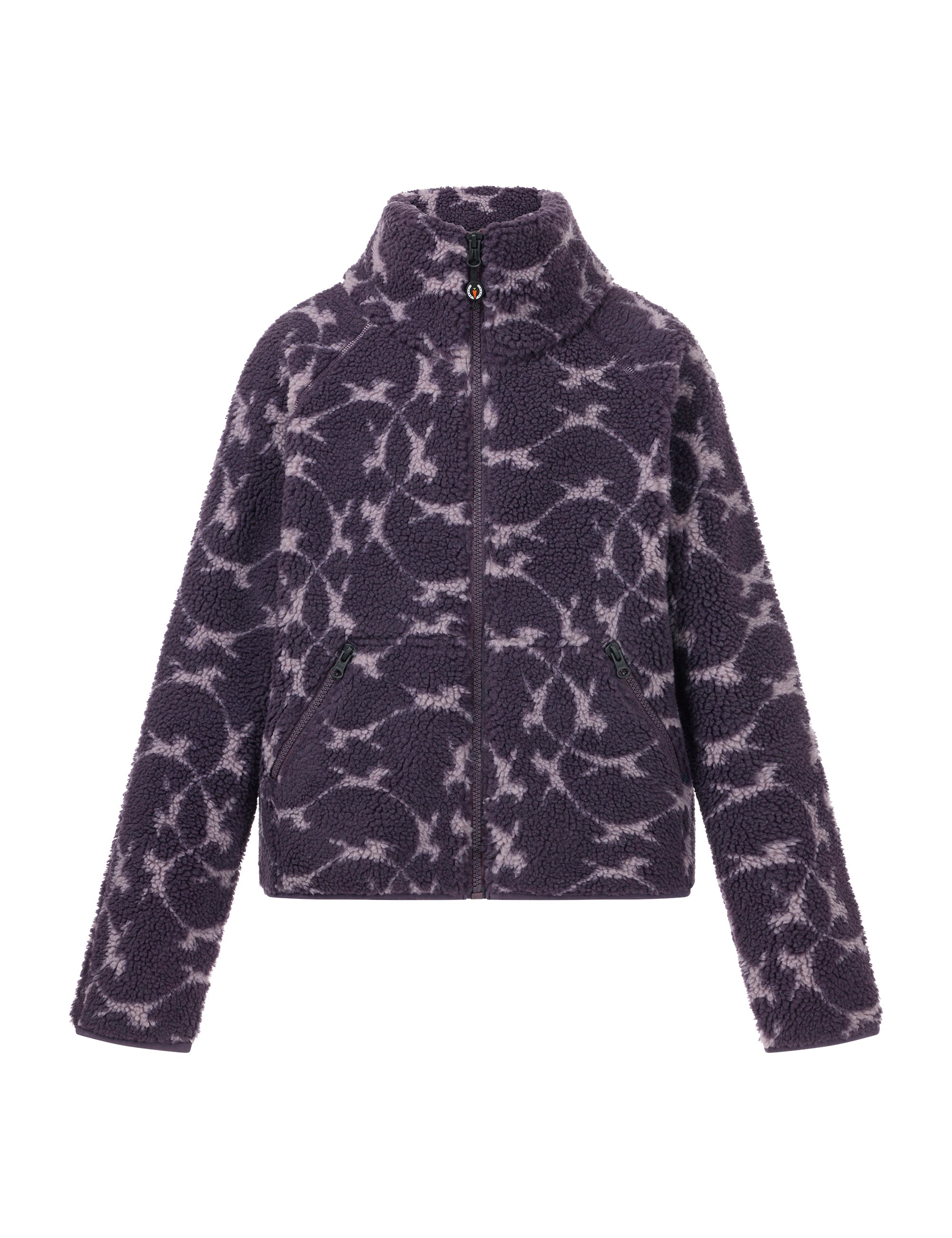 Front view of Elderberry Kerrits Kids Berber Flying Horse Jacket on a white background