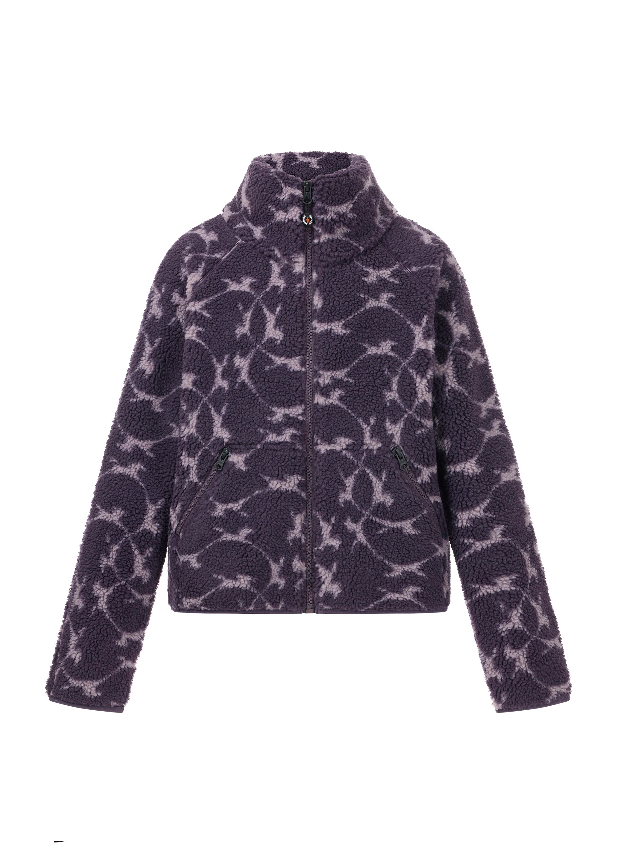 Front view of Elderberry Kerrits Kids Berber Flying Horse Jacket on a white background