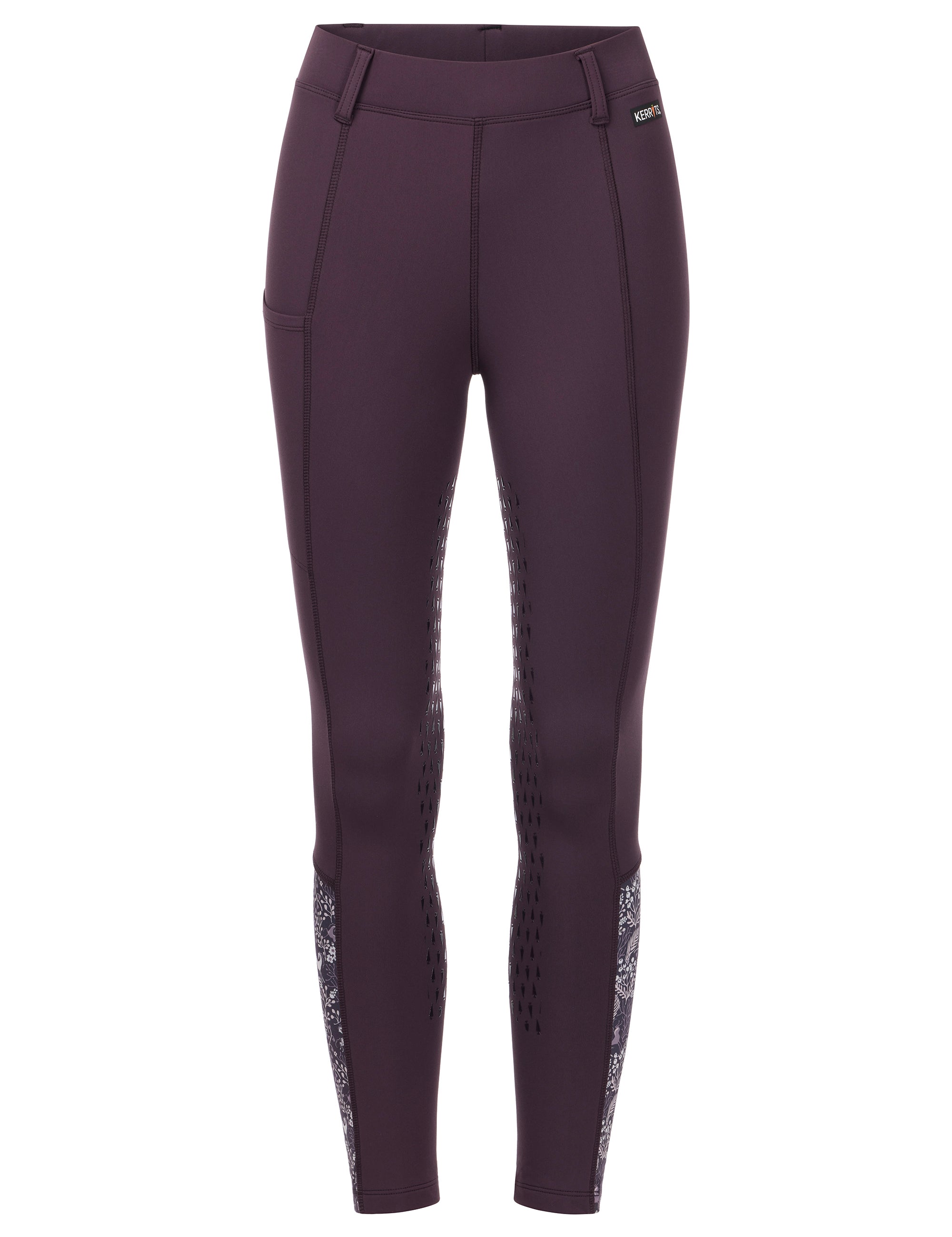 Elderberry Fillies Kerrits Kids Thermo Tech Full Leg Tight on a white background