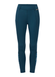 Front view of the Jasper/Jasper Horseshoe Kerrits Kids Thermo Tech Full Leg Tight on a white background