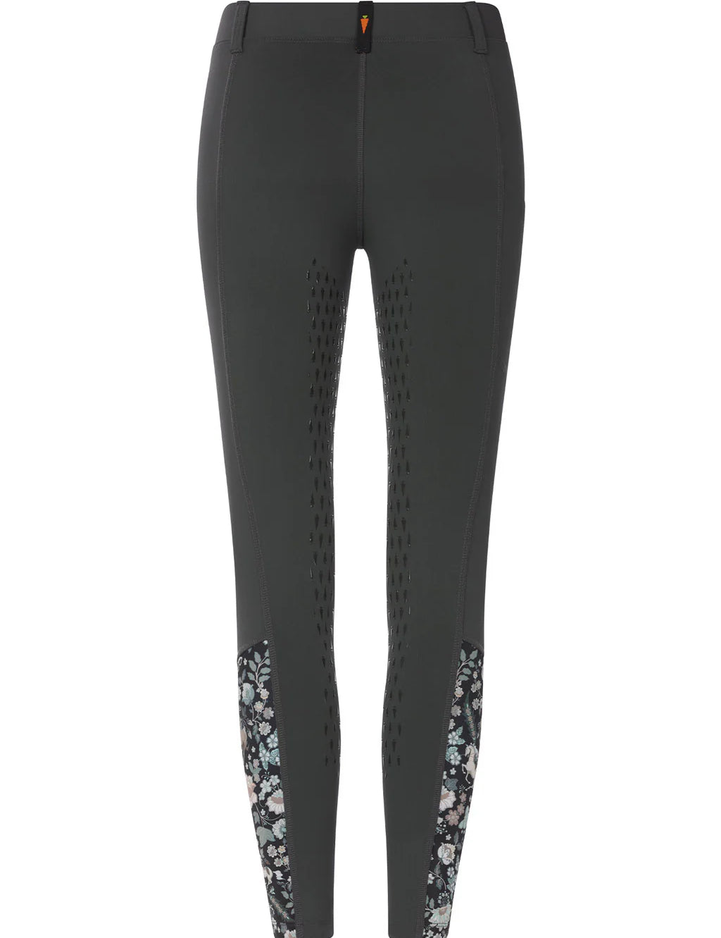 Back view of the green gray Kerrits Kids Thermo Tech Full Leg Tight on a white background