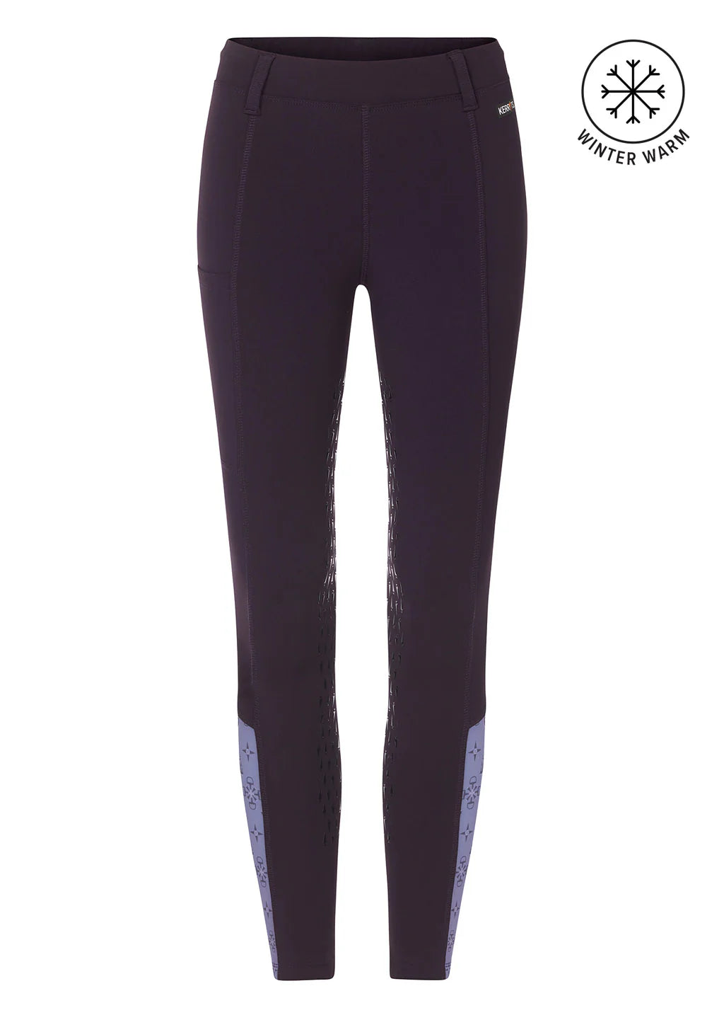 Front view of the purple Kerrits Kids Thermo Tech Full Leg Tight on a white background