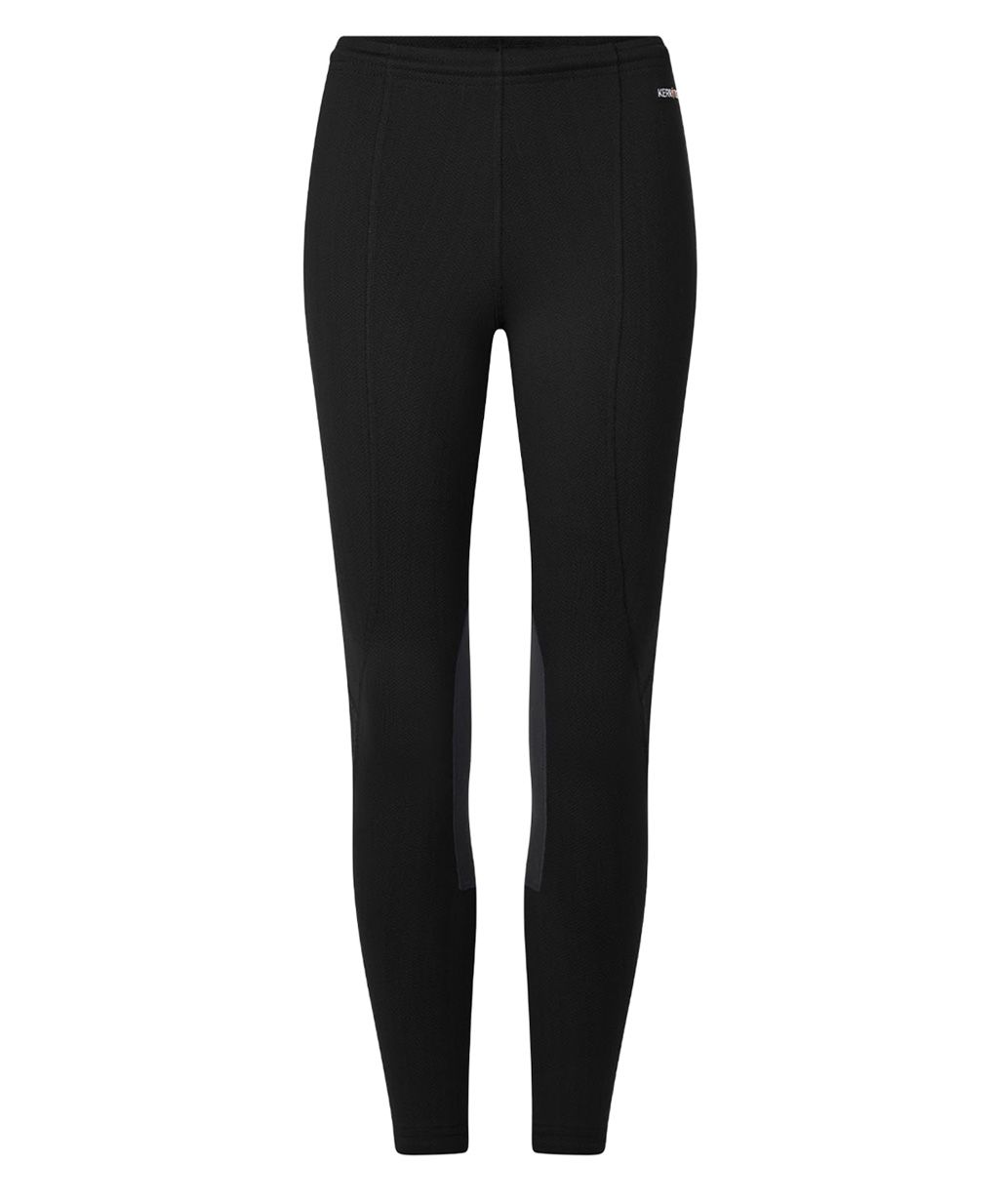 Front view of the black Kerrits Kids Fleece Lite II Knee Patch Tight on a white background