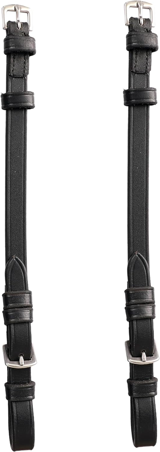 Front view of the buckled black Aramas Cheek Piece 5/8" with Buckle Ends on a white background