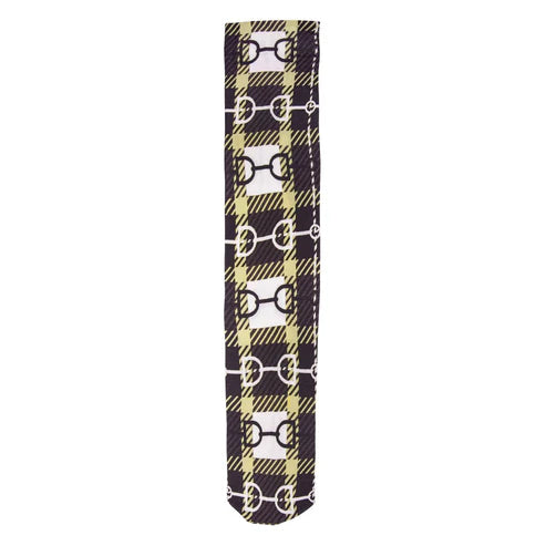 Front view of the AWST Int'l Snaffle Bit Plaid Sock on a white background