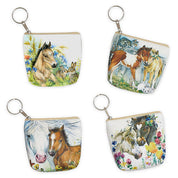 View of the 4 designs of the AWST Int'l Coin Purse on a white background