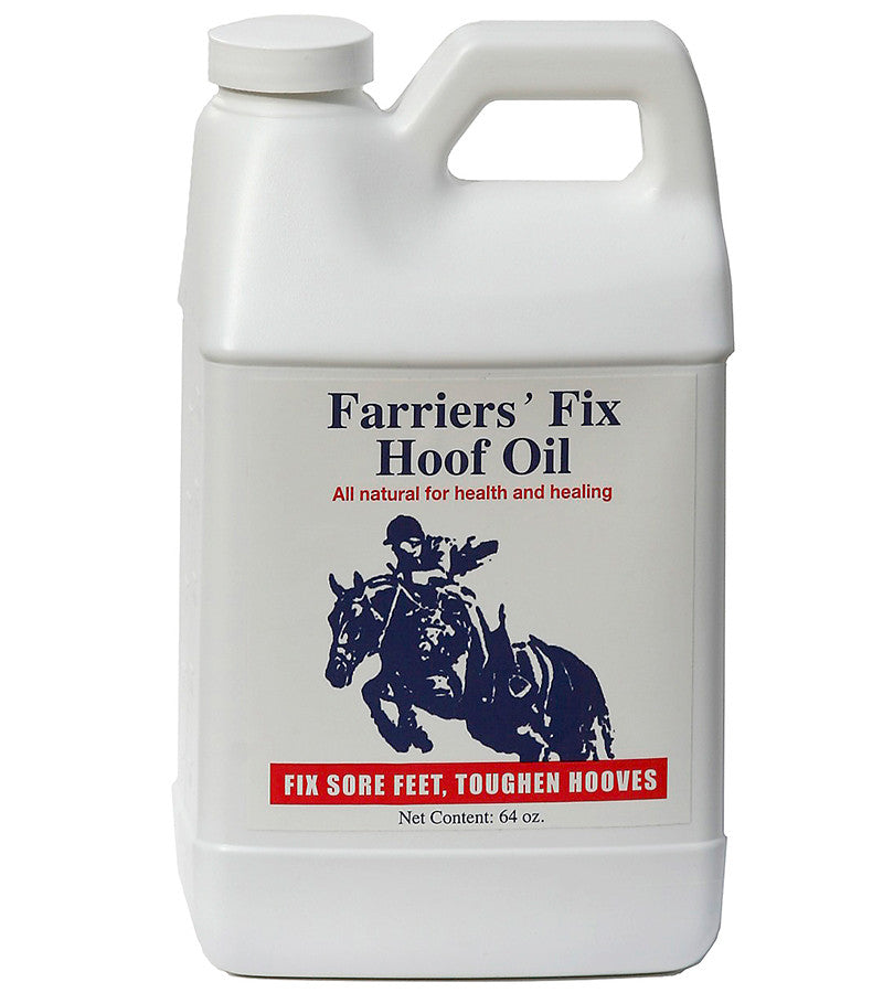 Front view of a 54 oz container of Farrier's Fix Hoof Oil on a white background