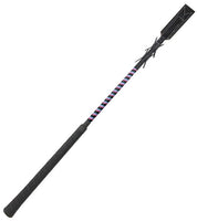 View of the pink, light blue, and black Jacks Racing Bat with Rectangle Flapper on a white background