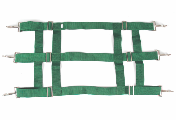 Front view of the green Jack's Nylon Stall Guard on a white background