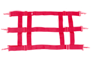 Front view of the red Jack's Nylon Stall Guard on a white background