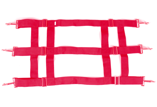 Front view of the red Jack's Nylon Stall Guard on a white background