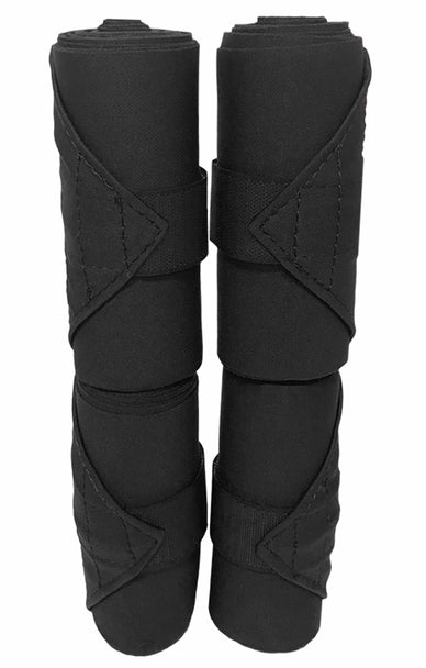 View of a set of black Jacks Standing Wraps on a white background