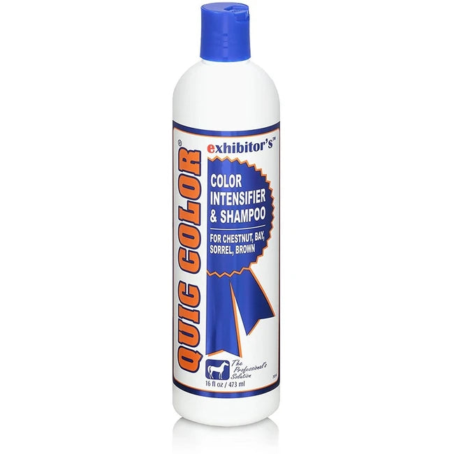Front view of a bottle of Exhibitor's Quic Color Shampoo on a white background