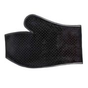 Palm view of the black Partrade Rubber Massage Glove on a white background