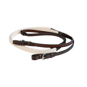 View of the white Nunn Finer Soft Grip Rubber Reins on a white background