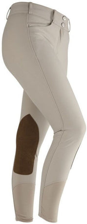 Side view of the tan Aubrion Suffolk Knee Patch Breeches on a white background