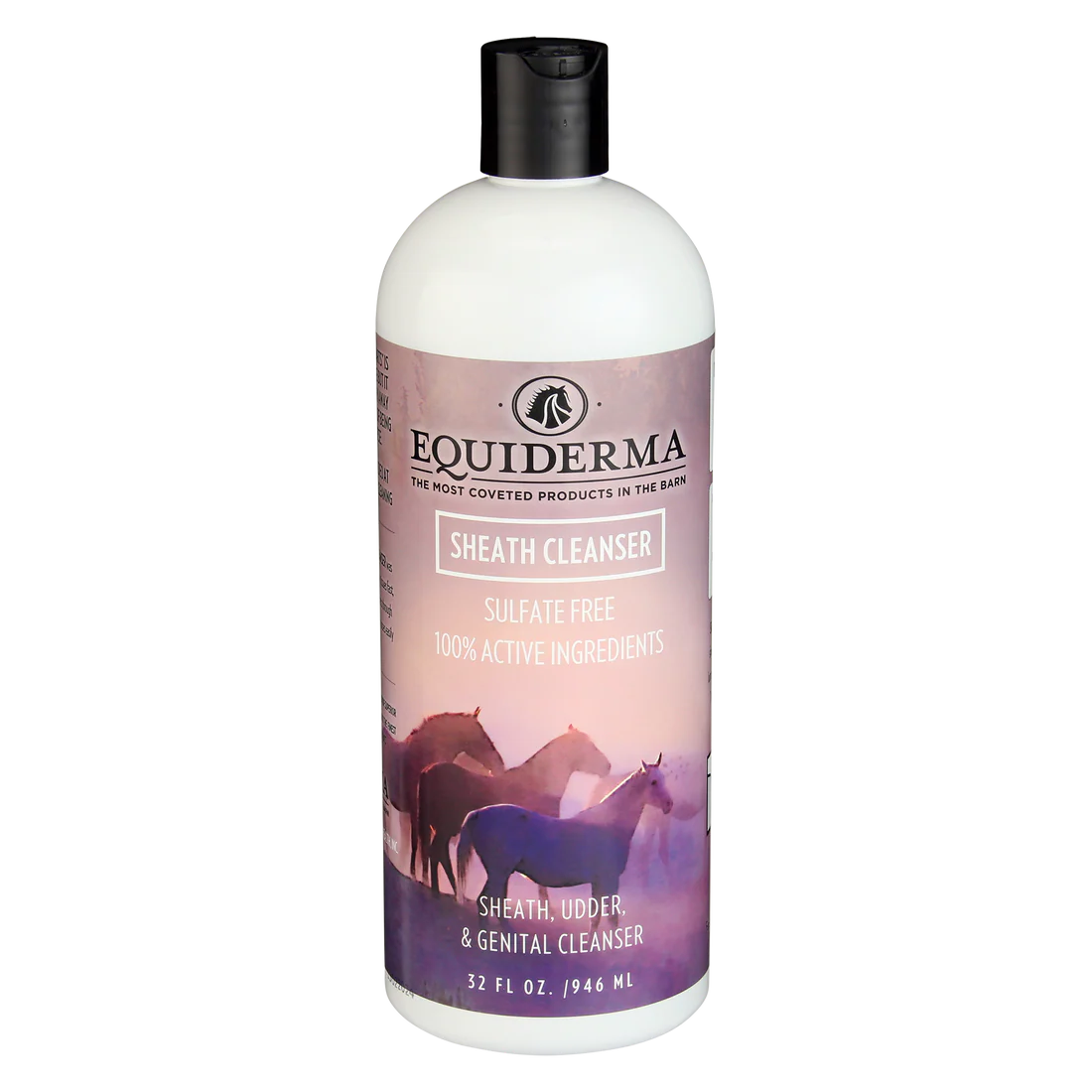 Front view of a 32 oz bottle of Equiderma Sheath, Udder & Genital Cleanser on a white background