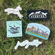 View of the eventer Dapplebay Sticker Pack on a grass background