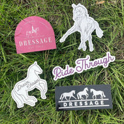 View of the dressage Dapplebay Sticker Pack on a grass background