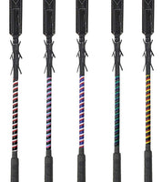 View of various colors of the Jacks Racing Bat with Rectangle Flapper on a white background