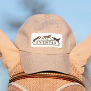 Front view of the Dapplebay Eventer Barn Hat sitting on top of a horse's head