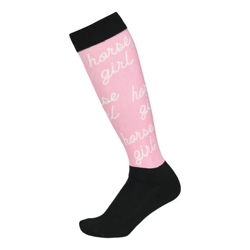 Side view of a horse girl Dapplebay Slick Boot Sock on a white background