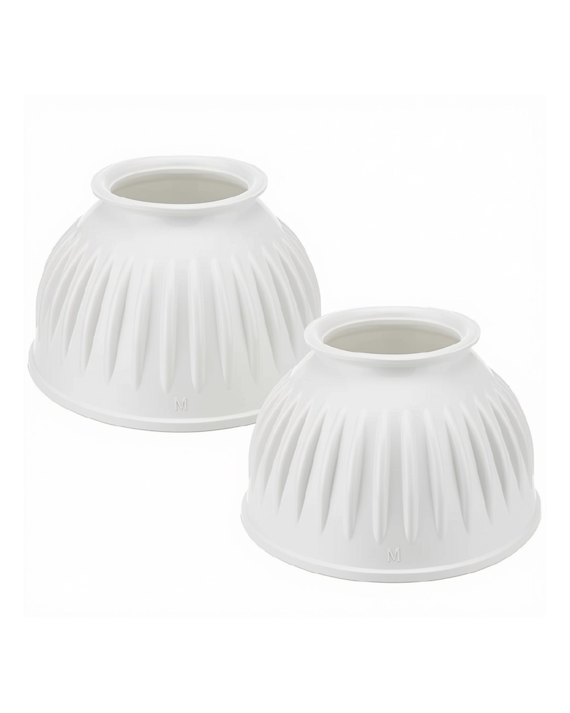 View of a pair of white Centaur EcoPure Pull On Bell Boots on a white background