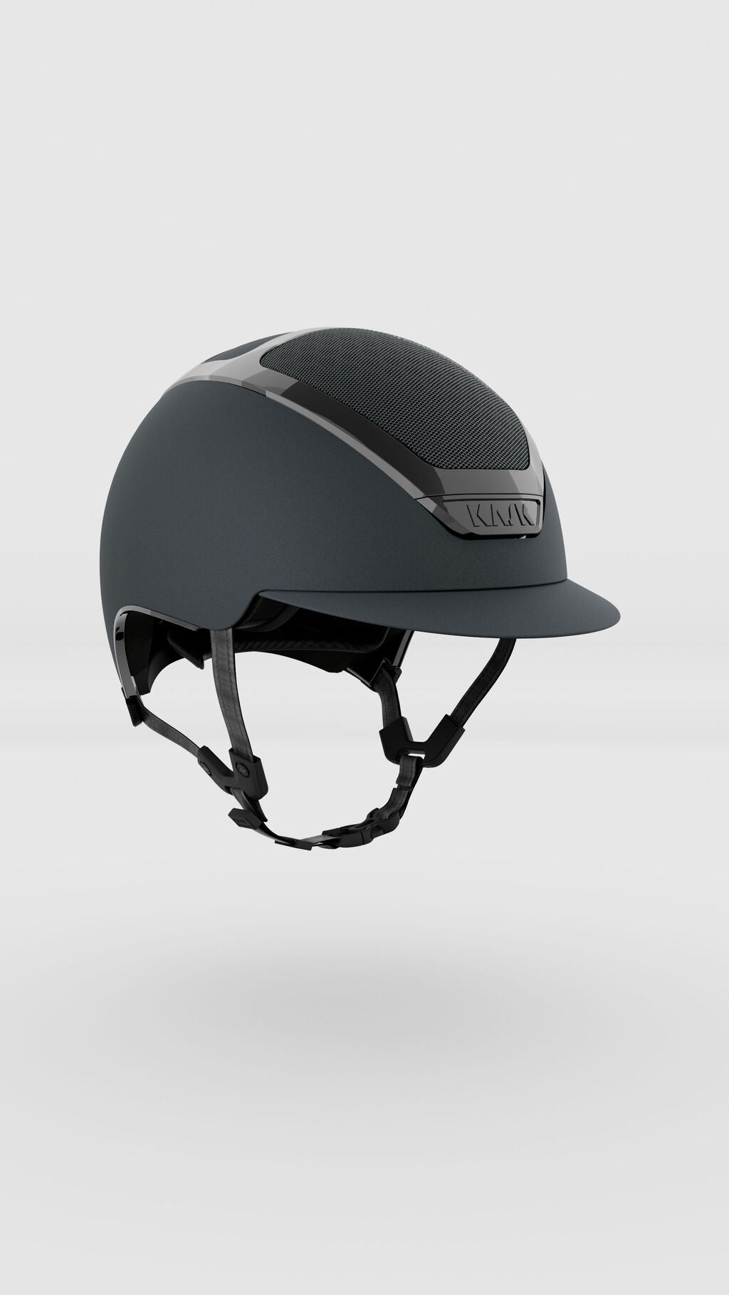 Angled front view of the anthracite Kask Dogma Chrome Helmet on a plain background