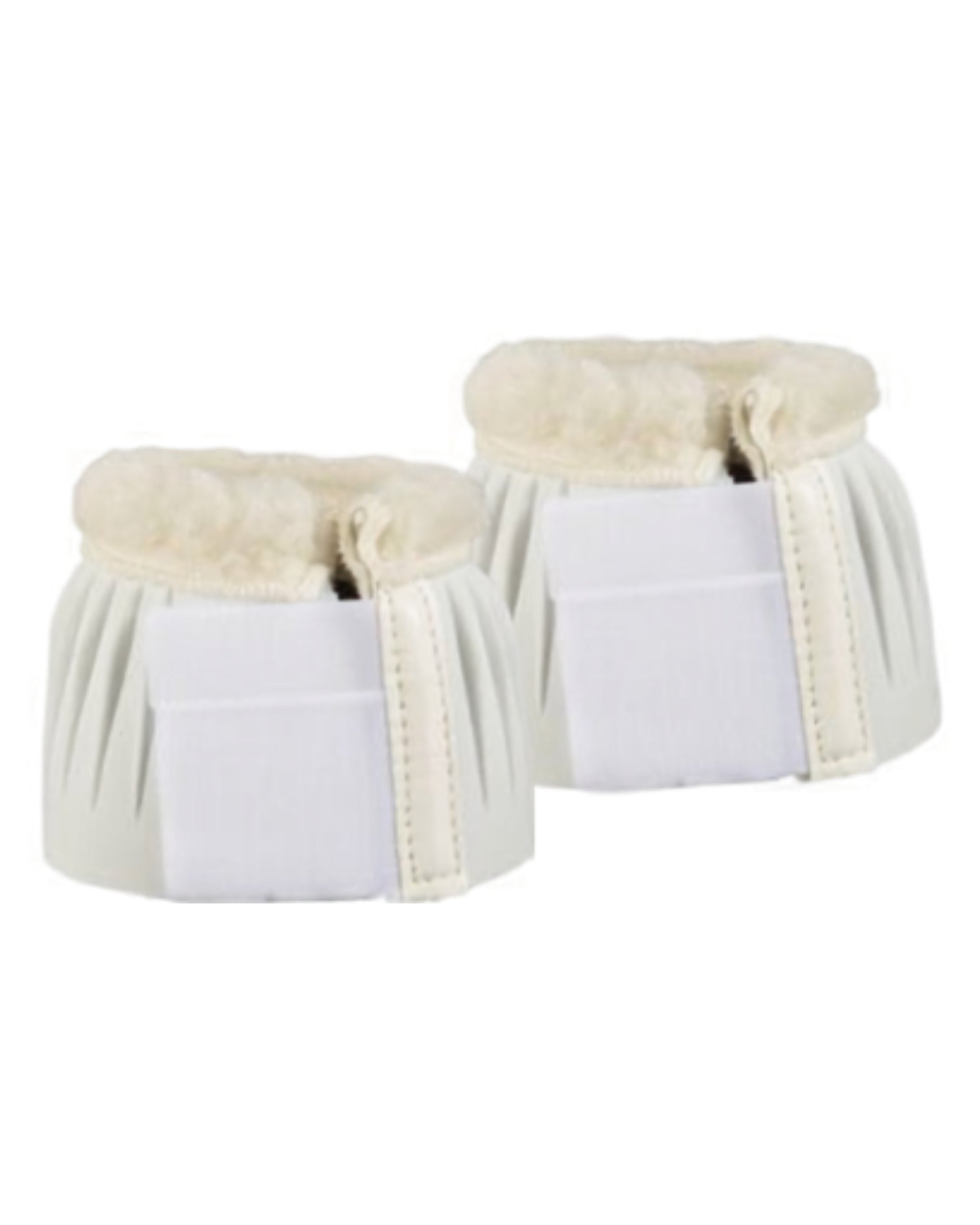 Front view of the white Jacks Fleece Topped Velcro Bell Boots on a white background