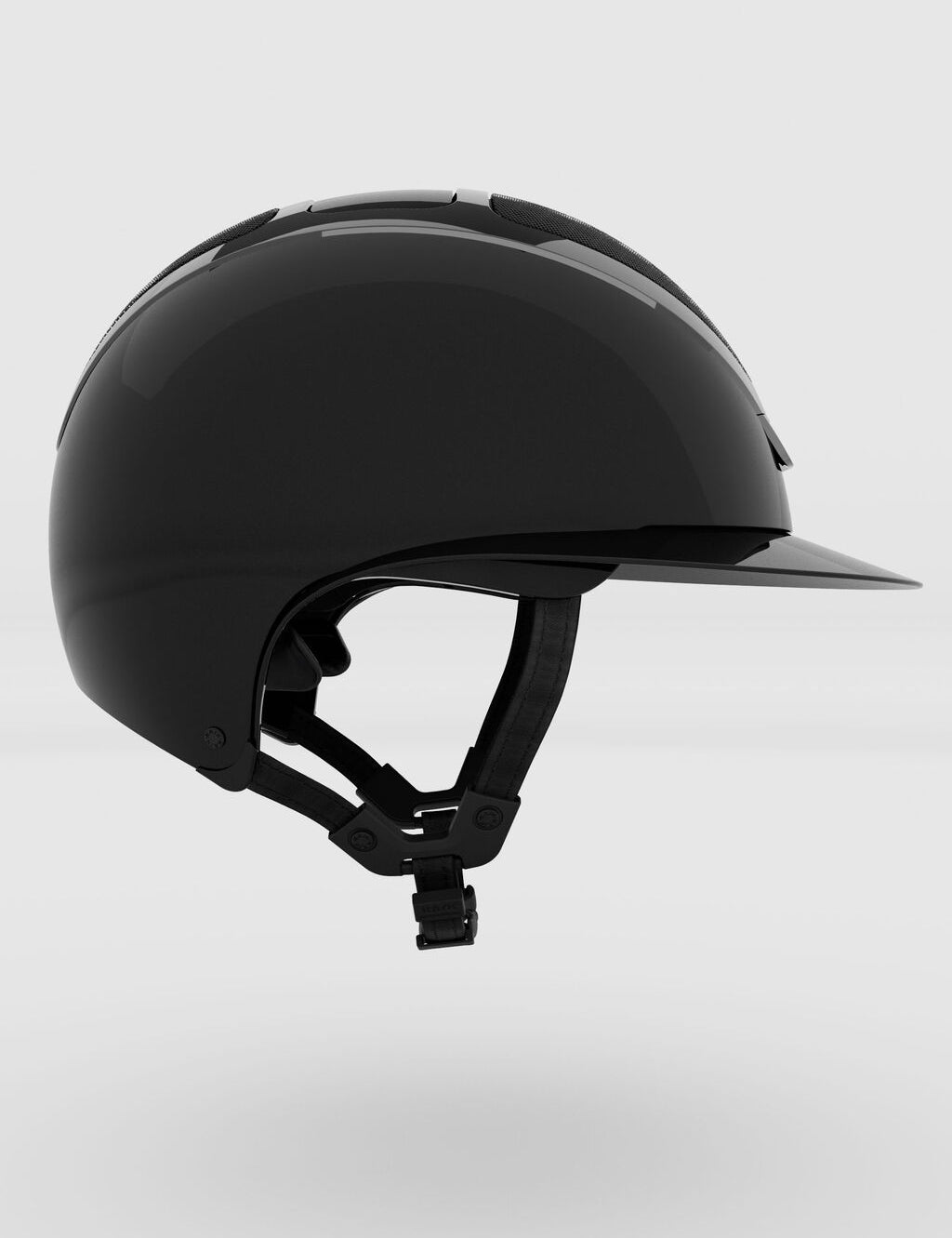 Side view of the black Star Lady Pure Shine Helmet on a plain background