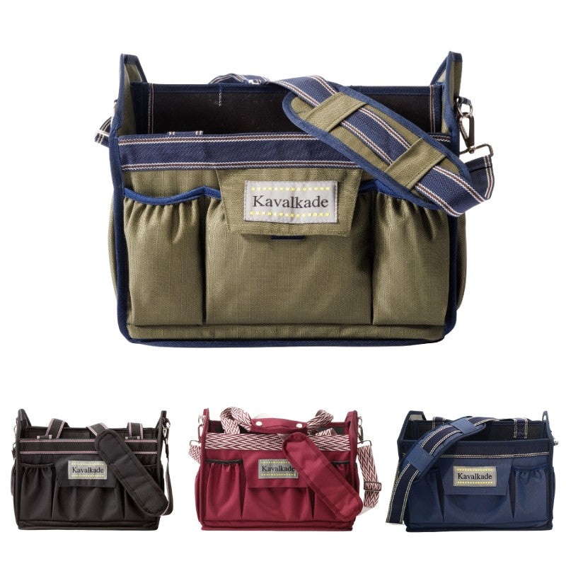 Front views of 4 different colored Kavalkade Cleaning Bags on a white background