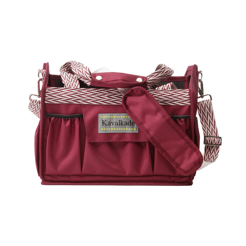Front view of the red Kavalkade Cleaning Bag on a white background