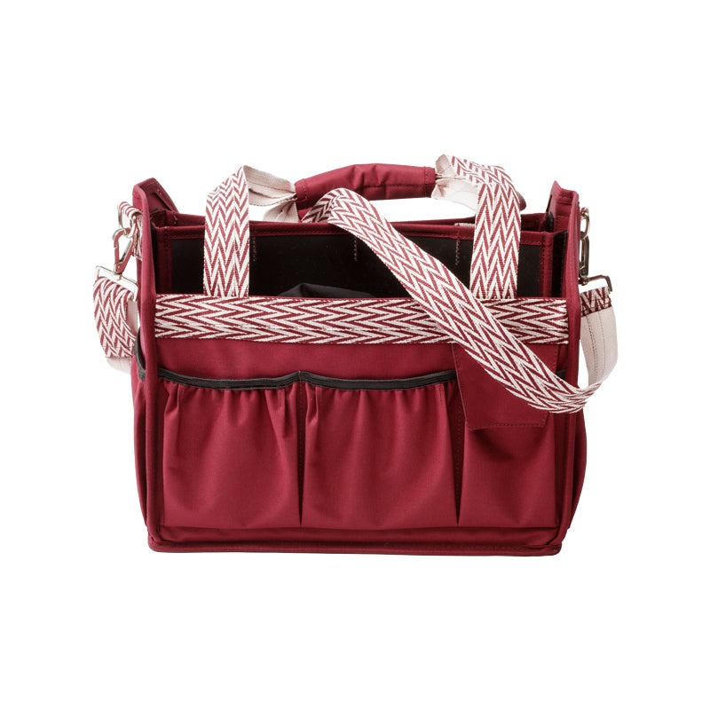 Back view of the red Kavalkade Cleaning Bag on a white background
