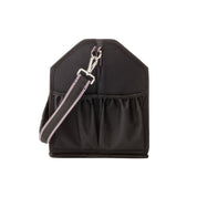 Side view of the black Kavalkade Cleaning Bag on a white background
