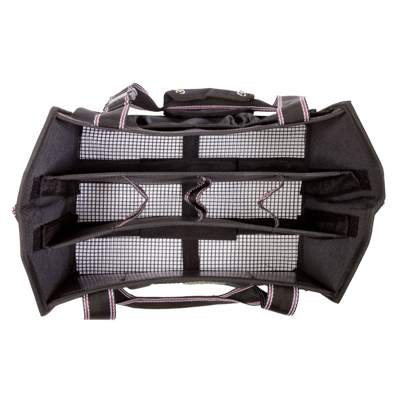 Top view of the black Kavalkade Cleaning Bag on a white background