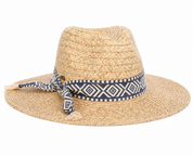 Angled front view of the navy band Dorfman Milano Florentino Hat on a white background