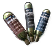 Front view of a variety of sizes of the Helite CO2 Cartridgea
