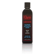 Front view of an 8 oz bottle of EQyss Survivor Equine Detangler on a white background